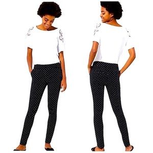 LOFT Petite Marisa Skinny Black White Polka Dot Business Casual Pants Size 00P